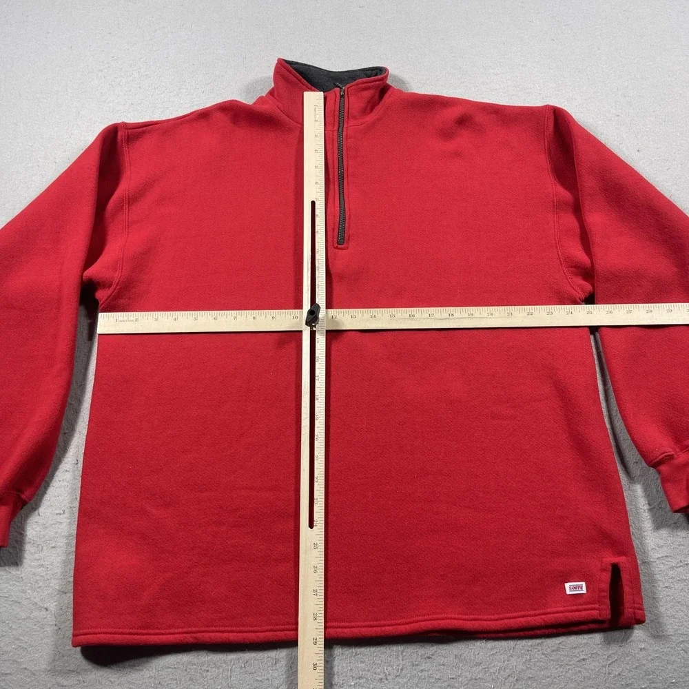 Vintage Quarter Zip Sweatshirt Men XL Relaxed Fit Red Pullover Retro Casual 90s